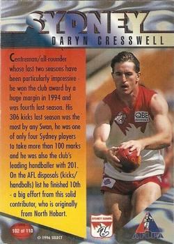 1996 Select AFL Centenary Series #102 Daryn Cresswell Back